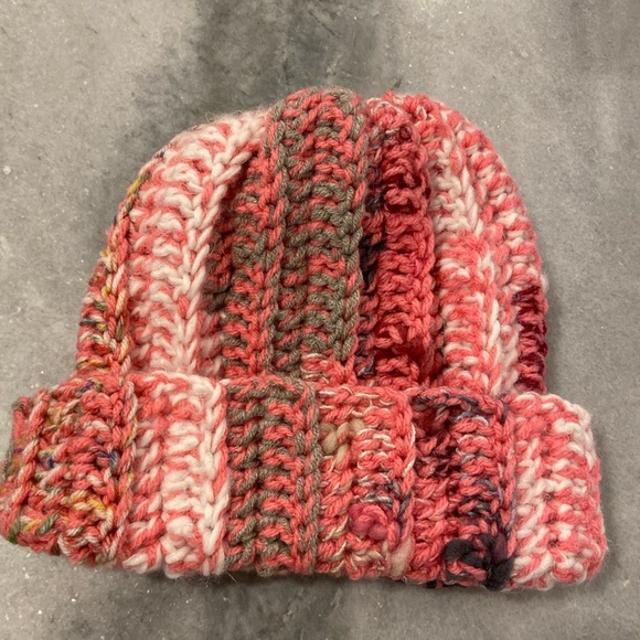 Handmade Crochet Chunky Ribbed Upcycled Multi Fiber Scrappy Yarn Beanie Hat - Picture 7 of 8